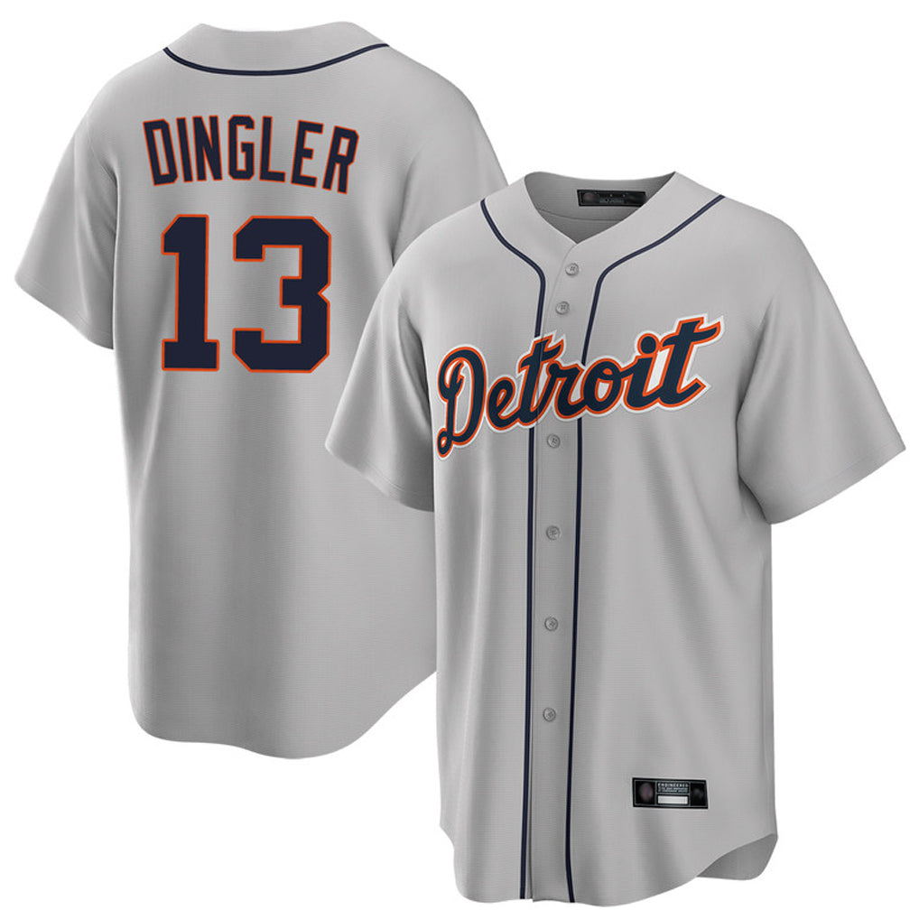 D.Tigers #13 Dillon Dingler Player Gray Home Game Edoa Stitched Jerseys