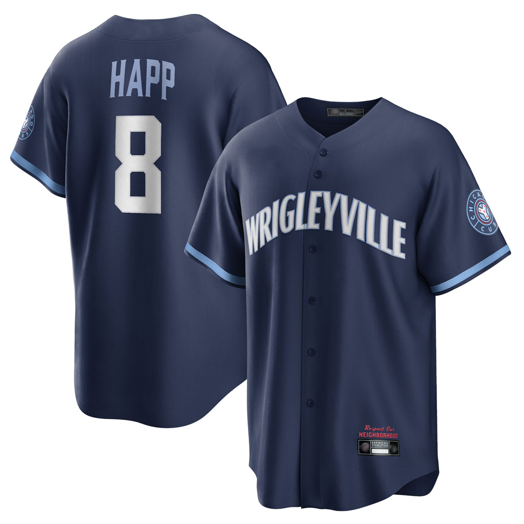 C.Cubs #8 Ian Happ Player Navy City Connect Home Game Edoa Stitched Jerseys