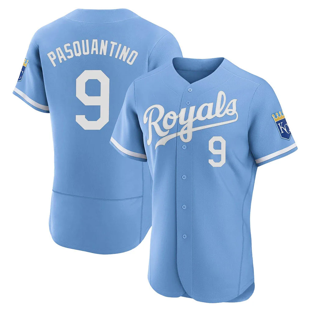 KC.Royals #9 Vinnie Pasquantino Player Light Blue Alt Limited Elite Home Edoa Stitched Jerseys