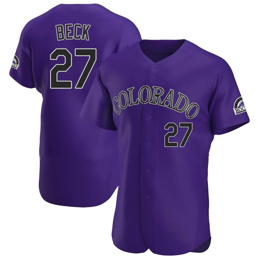 C.Rockies #27 Jordan Beck Player Purple Limited Elite Home Edoa Stitched Jerseys