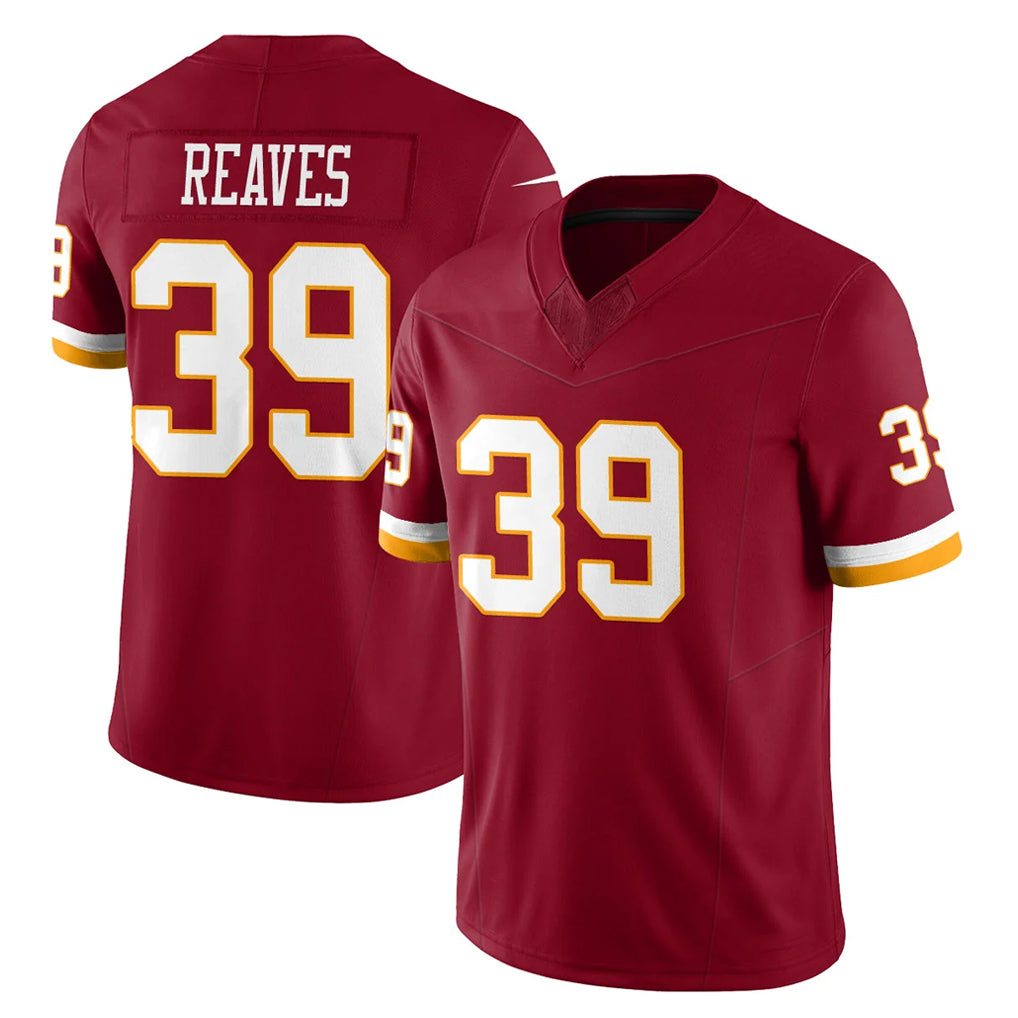 W.Commanders #39 Jeremy Reaves Player Burgundy Limited Team Vapor F.U.S.E. Home Game Edoa Stitched Jerseys