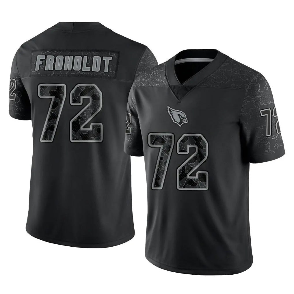 A.Cardinals #72 Hjalte Froholdt Player Black RFLCTV Limited Home Game Edoa Stitched Jerseys