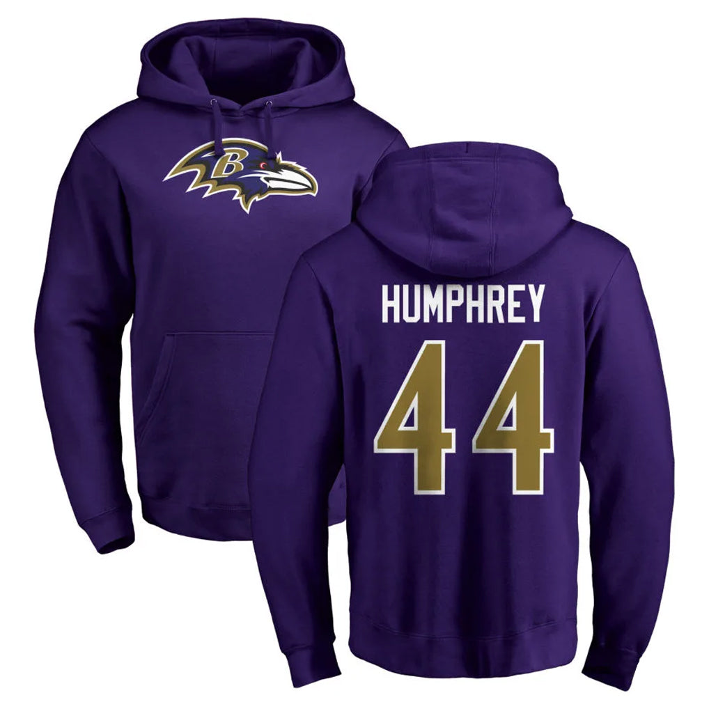 B.Ravens #44 Marlon Humphrey Player Purple Salute to Service Pullover Hoodie Edoa Stitched Jerseys