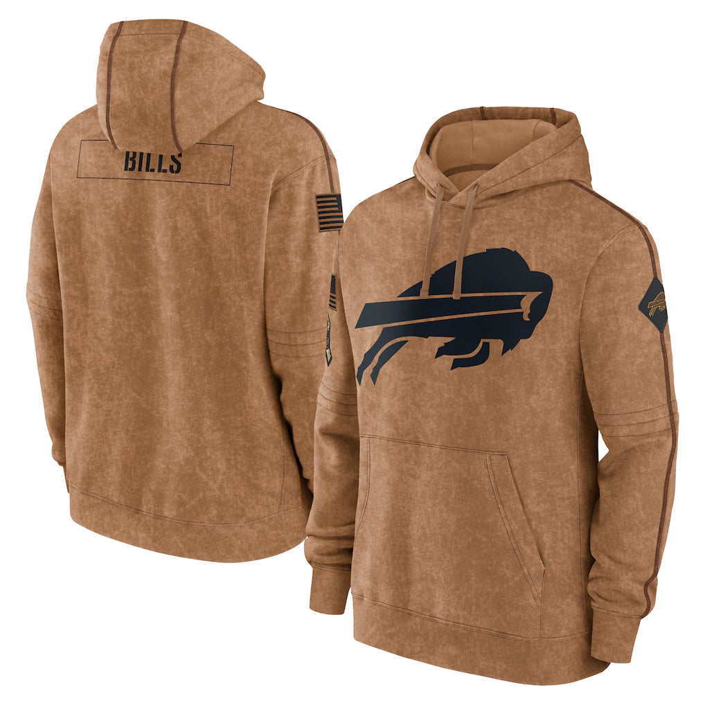B.Bills ## Bills Blank Player Brown Salute to Service Hoodies Edoa Stitched Jerseys