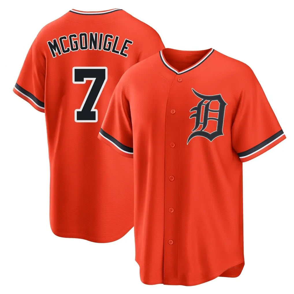D.Tigers #7 Kevin McGonigle Player Orange Home Game Edoa Stitched Jerseys