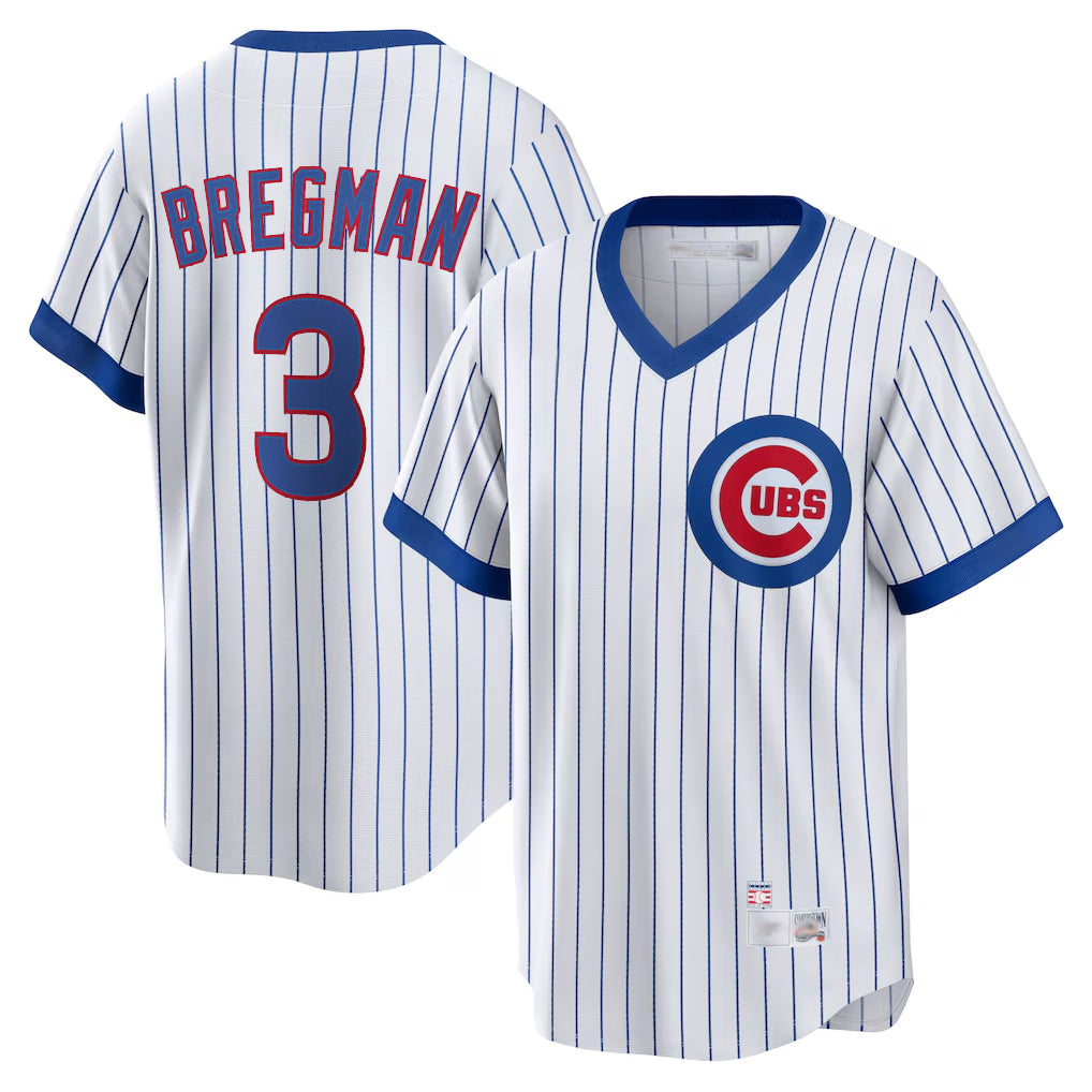 C.Cubs #3 Alex Bregman Player White T-shirt Cooperstown Collection Limited Edoa Stitched Jerseys