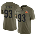 C.Bengals #93 Jonathan Allen Player Olive Salute to Service Limited Game Edoa Stitched Jerseys