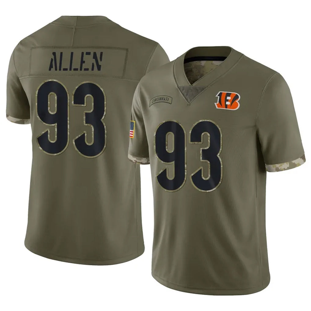 C.Bengals #93 Jonathan Allen Player Olive Salute to Service Limited Game Edoa Stitched Jerseys