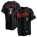 B.Orioles #7 Jackson Holliday Player Black USA 250 Fourth of July Home Game Edoa Stitched Jerseys
