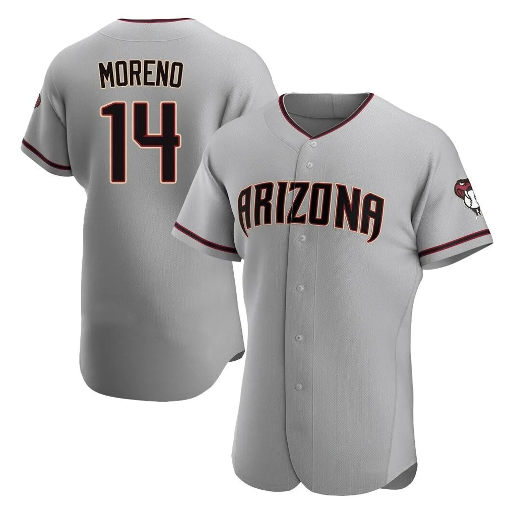 A.Diamondbacks #14 Gabriel Moreno Player Gray Road Limited Elite Home Game Edoa Stitched Jerseys