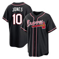 A.Braves #10 Chipper Jones Player Black Fashion Out Game Edoa Stitched Jerseys