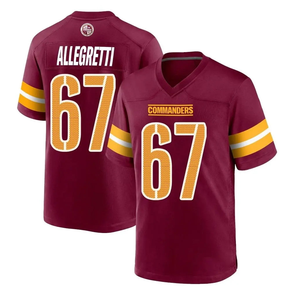 W.Commanders #67 Nick Allegretti Player Burgundy Home Game Edoa Stitched Jerseys