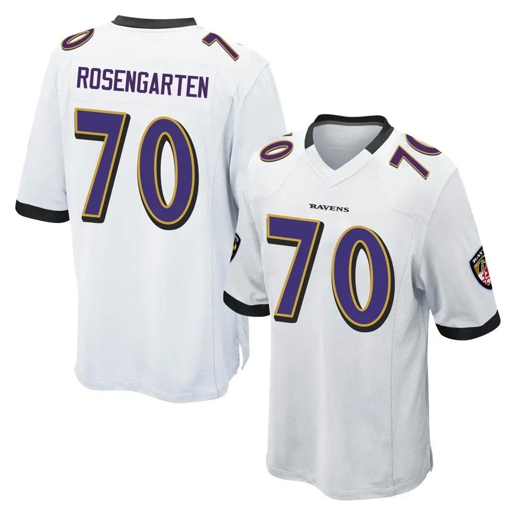 B.Ravens #70 Roger Rosengarten Player White Alternate Home Game Edoa Stitched Jerseys