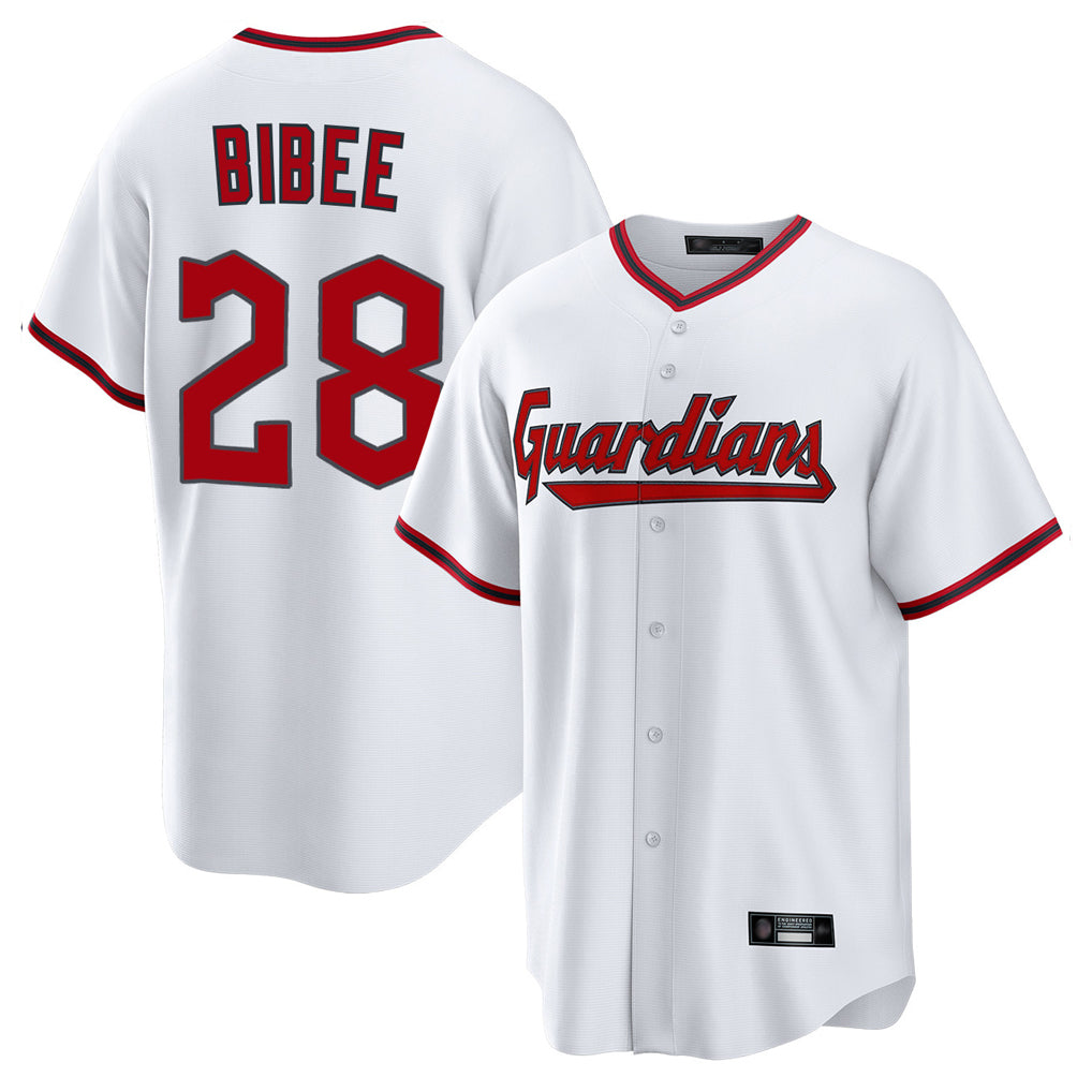 C.Guardians #28 Tanner Bibee Player White Game Home Edoa Stitched Jerseys