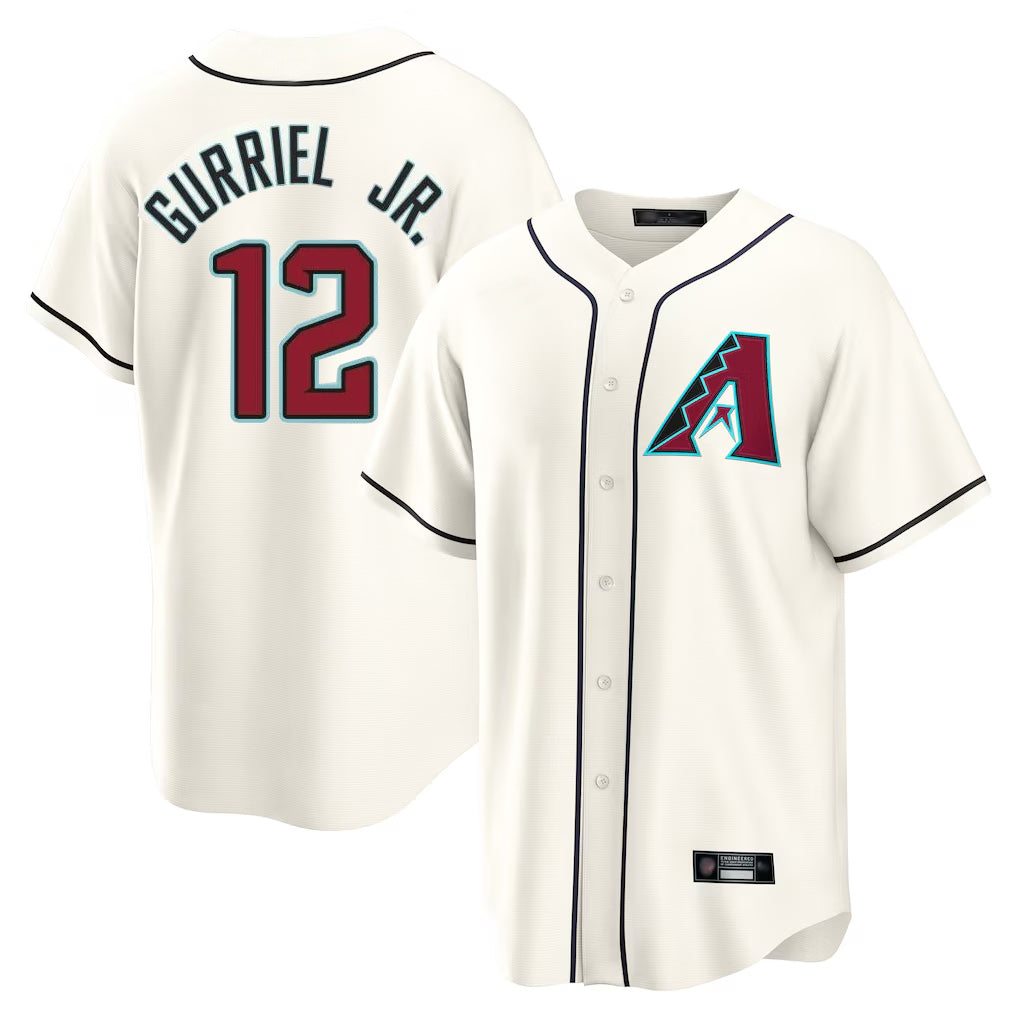 A.Diamondbacks #12 Lourdes Gurriel Jr Player Cream Home Game Edoa Stitched Jerseys