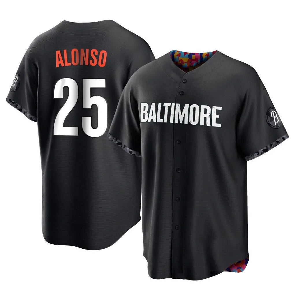 B.Orioles #25 Pete Alonso Player Black City Connect Home Game Edoa Stitched Jerseys
