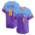 C.Rockies #8 Ryan Ritter Player Purple-Light Blue City Connect Limited Home T-shirt Edoa Stitched Jerseys