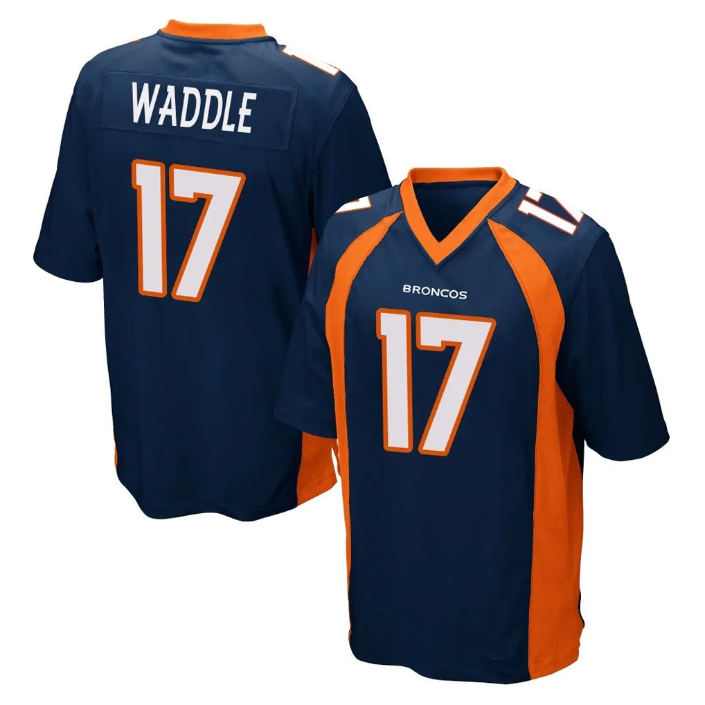 D.Broncos #17 Jaylen Waddle Player Navy Game Edoa Stitched Jerseys