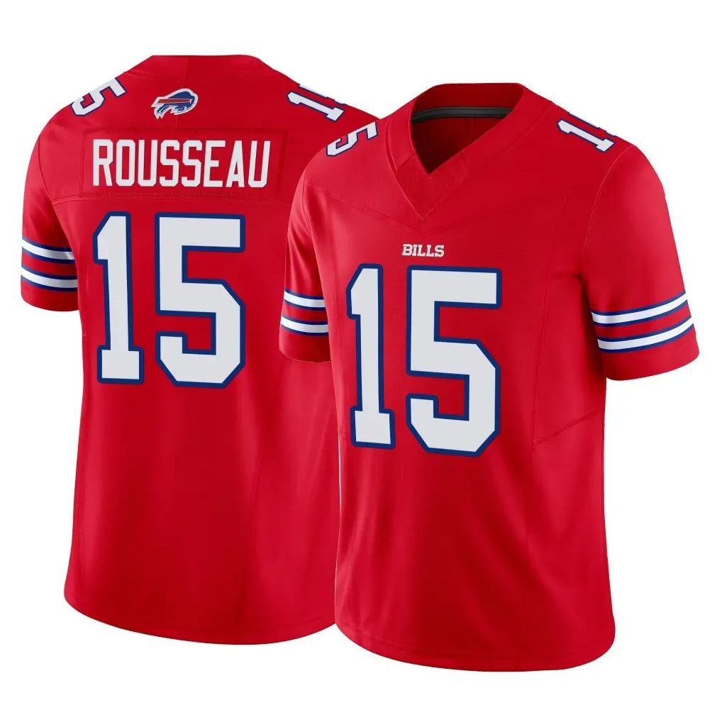 B.Bills #15 Greg Rousseau Player Red Vapor F.U.S.E. Jersey Limited Home Game Edoa Stitched Jerseys