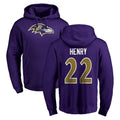 B.Ravens #22 Derrick Henry Player Purple Salute to Service Pullover Hoodie Edoa Stitched Jerseys