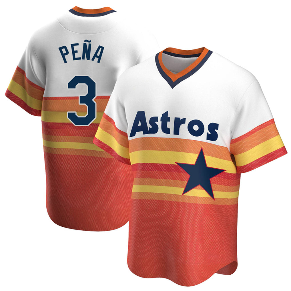 H.Astros #3 Jeremy Pe?a Player Rainbow Cooperstown Collection T-shirt Edoa Stitched Jerseys
