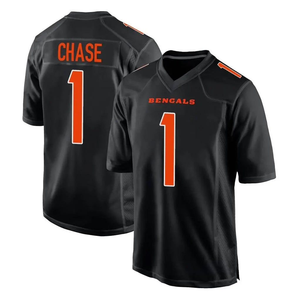 C.Bengals #1 Ja'Marr Chase Player Black Fashion Game Edoa Stitched Jerseys