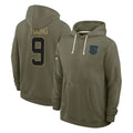 C.Panthers #9 Bryce Young Player Olive Salute to Service Hoodies Game Edoa Stitched Jerseys