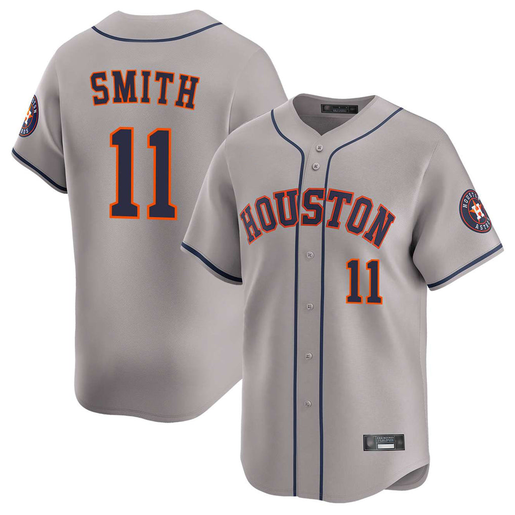H.Astros #11 Cam Smith Player Gray Home Limited Edoa Stitched Jerseys