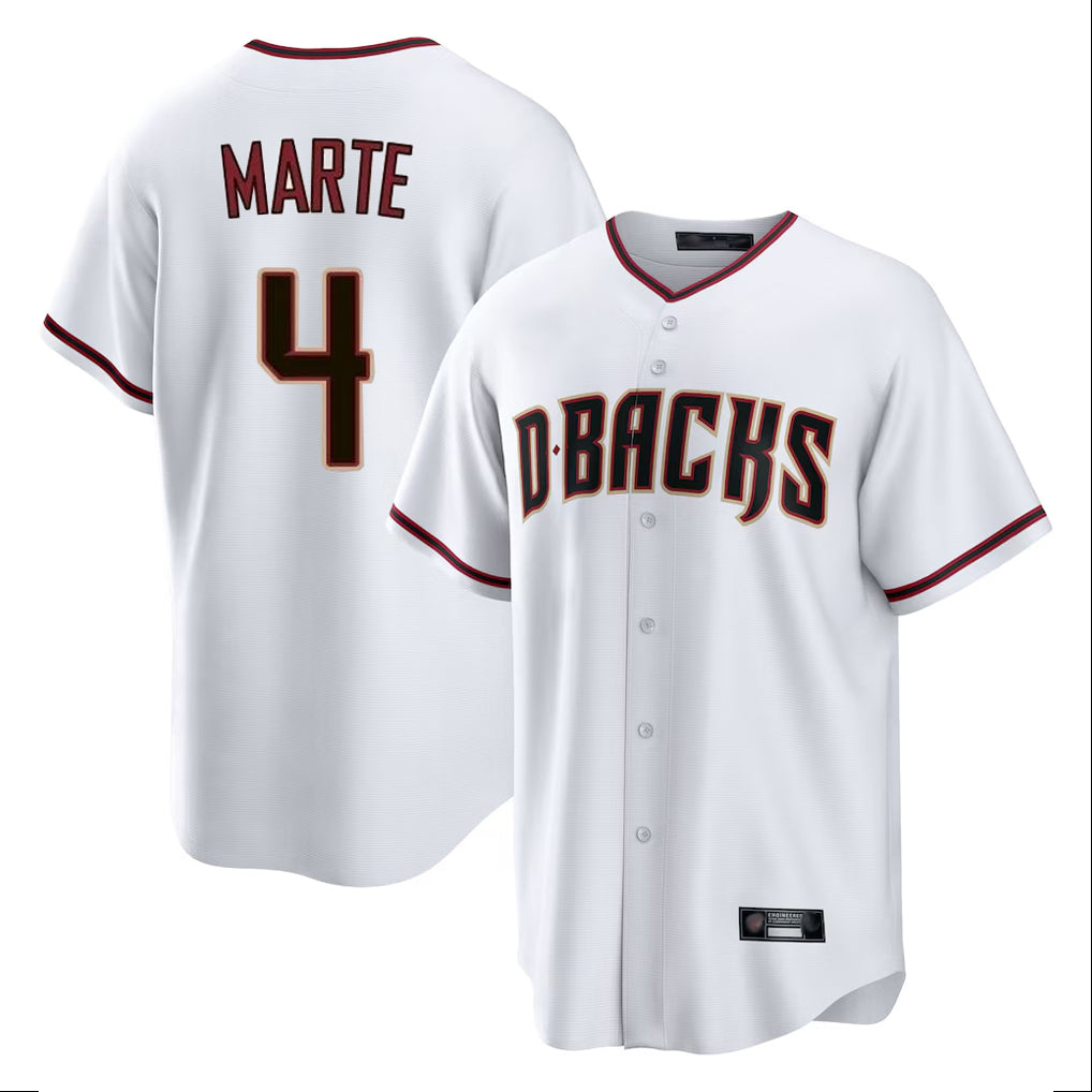 A.Diamondbacks #4 Ketel Marte Player White Home Game Edoa Stitched Jerseys