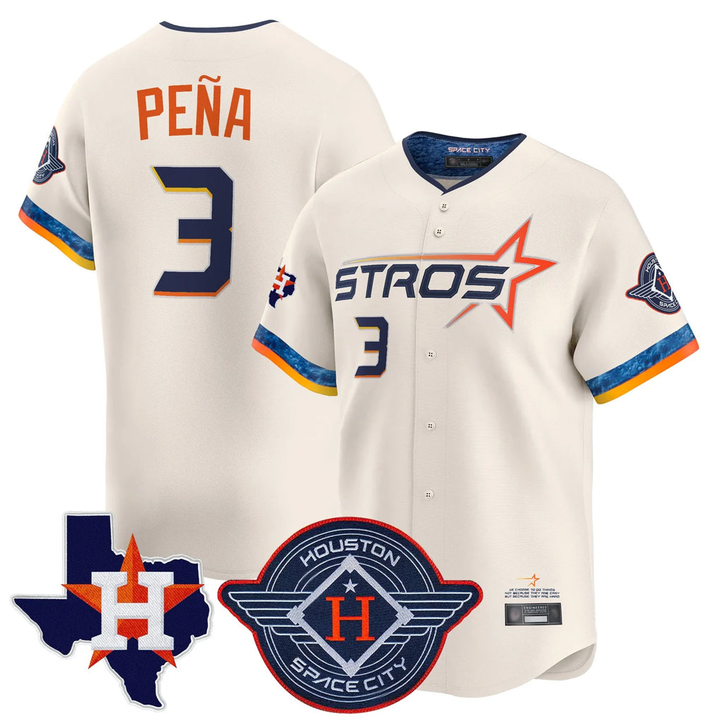 H.Astros #3 Jeremy Pe?a Player Cream City Connect Texas Patch Vapor Premier Limited Home Edoa Stitched Jerseys