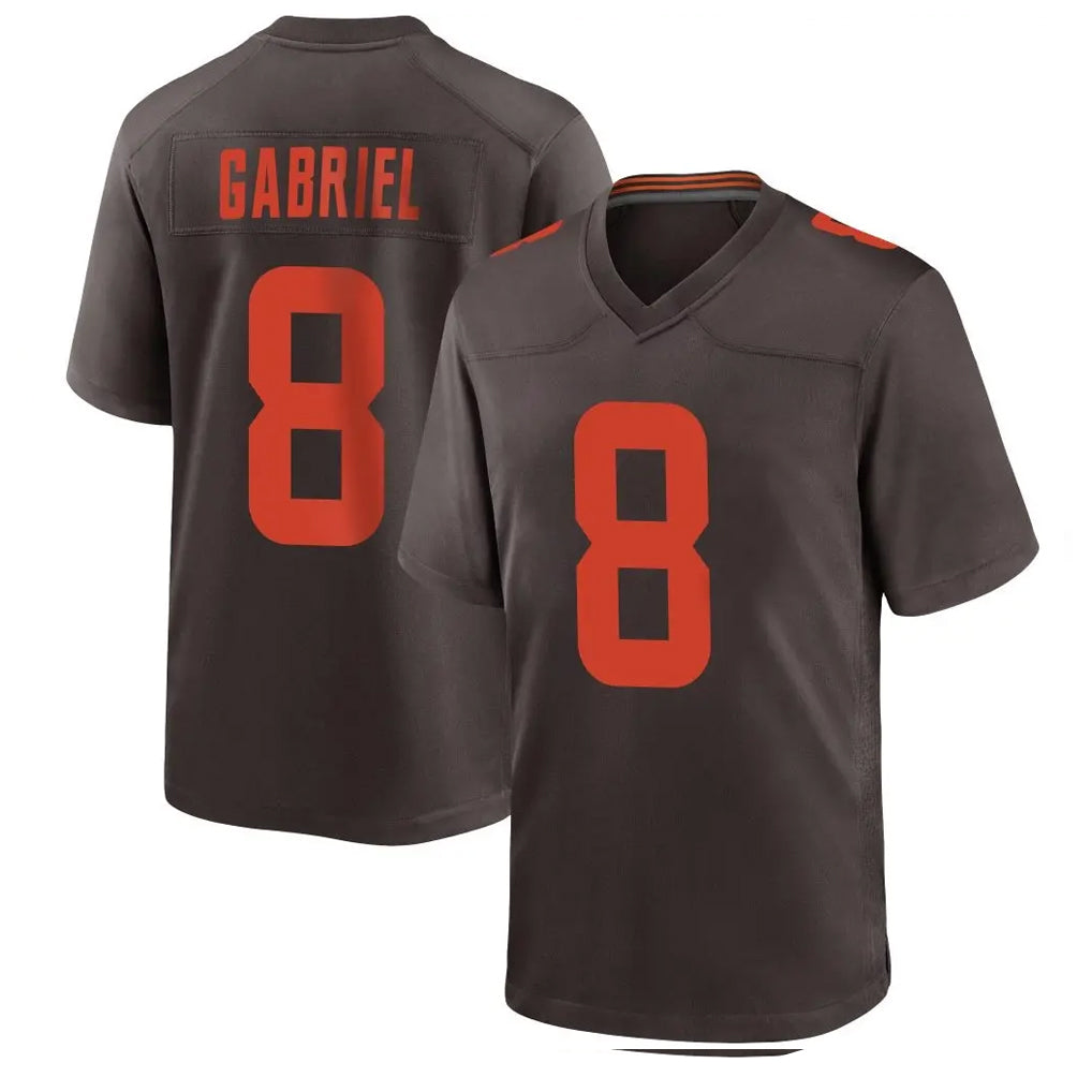 C.Browns #8 Dillon Gabriel Player Brown Alternate Home Game Edoa Stitched Jerseys