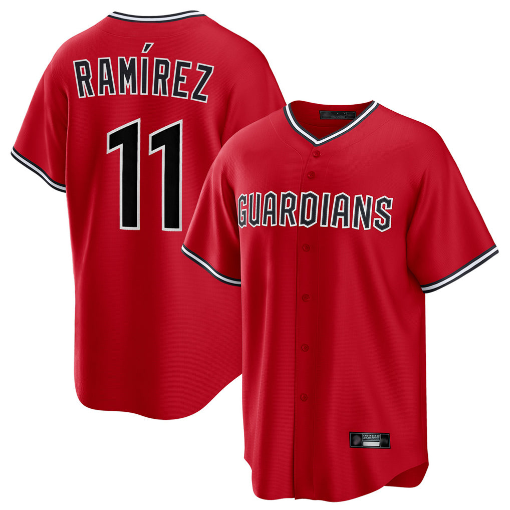 C.Guardians #11 Jose Ramirez Player Red Home Game Edoa Stitched Jerseys