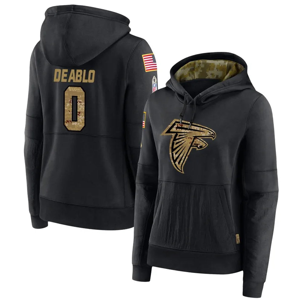 A.Falcons #0 Divine Deablo Player Black Salute to Service Hoodies Edoa Stitched Jerseys