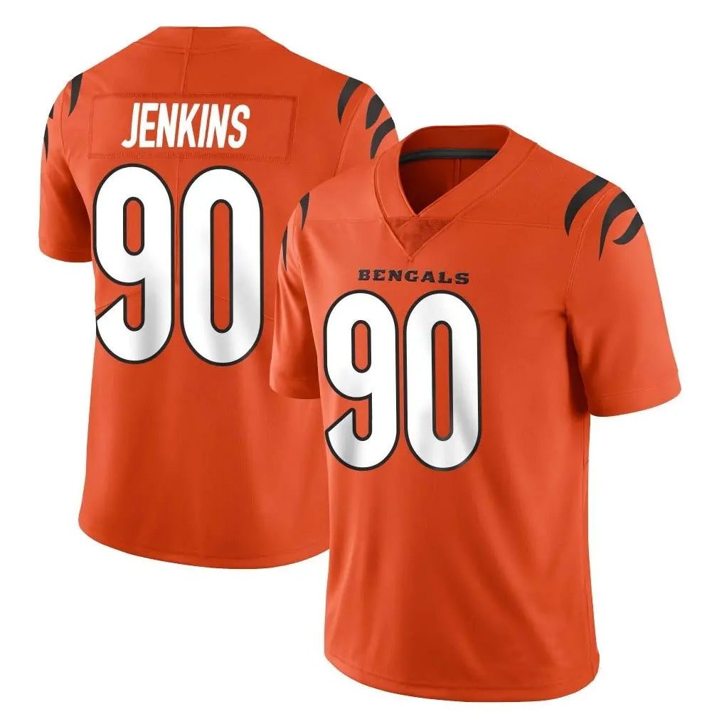 C.Bengals #90 Kris Jenkins Jr Player Orange Vapor Untouchable Limited Home Game Edoa Stitched Jerseys