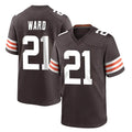 C.Browns #21 Denzel Ward Player Brown Home Game Edoa Stitched Jerseys