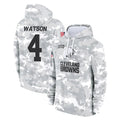 C.Browns #4 Deshaun Watson Player Arctic Camo Salute to Service Hoodies Limited Game Edoa Stitched Jerseys