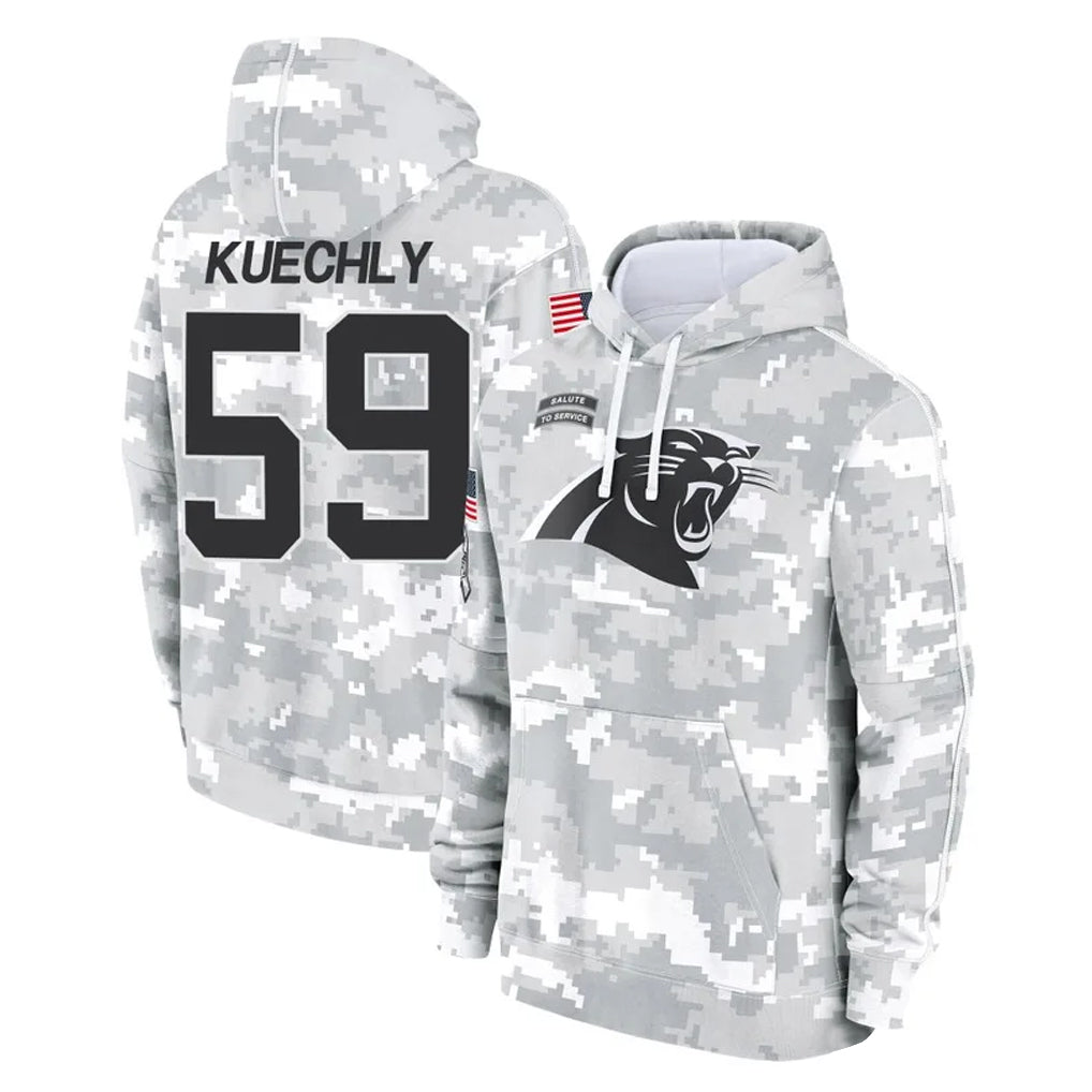 C.Panthers #59 Luke Kuechly Player Arctic Camo Salute to Service Pullover Hoodies Limited Game Edoa Stitched Jerseys