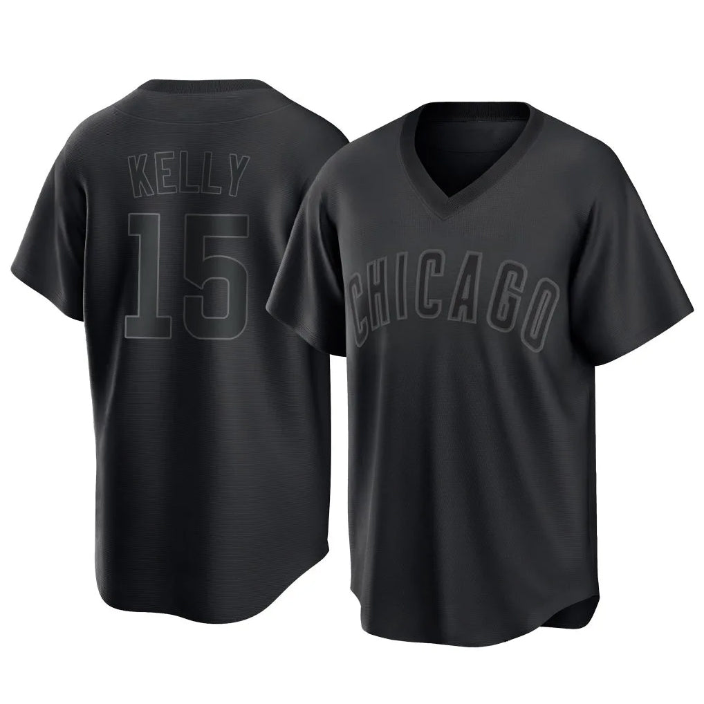 C.Cubs #15 Carson Kelly Player Black T-shirt Home Game Edoa Stitched Jerseys