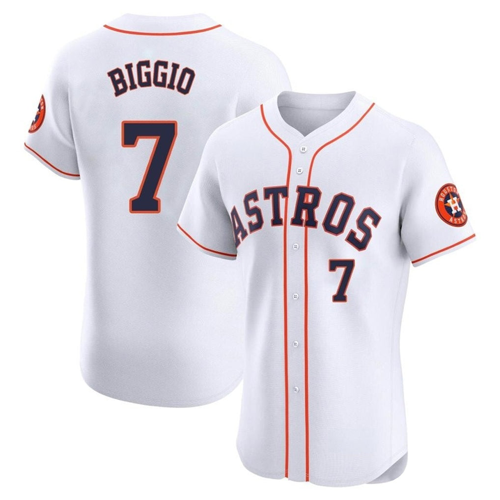 H.Astros #7 Craig Biggio Player White Limited Elite Home Edoa Stitched Jerseys