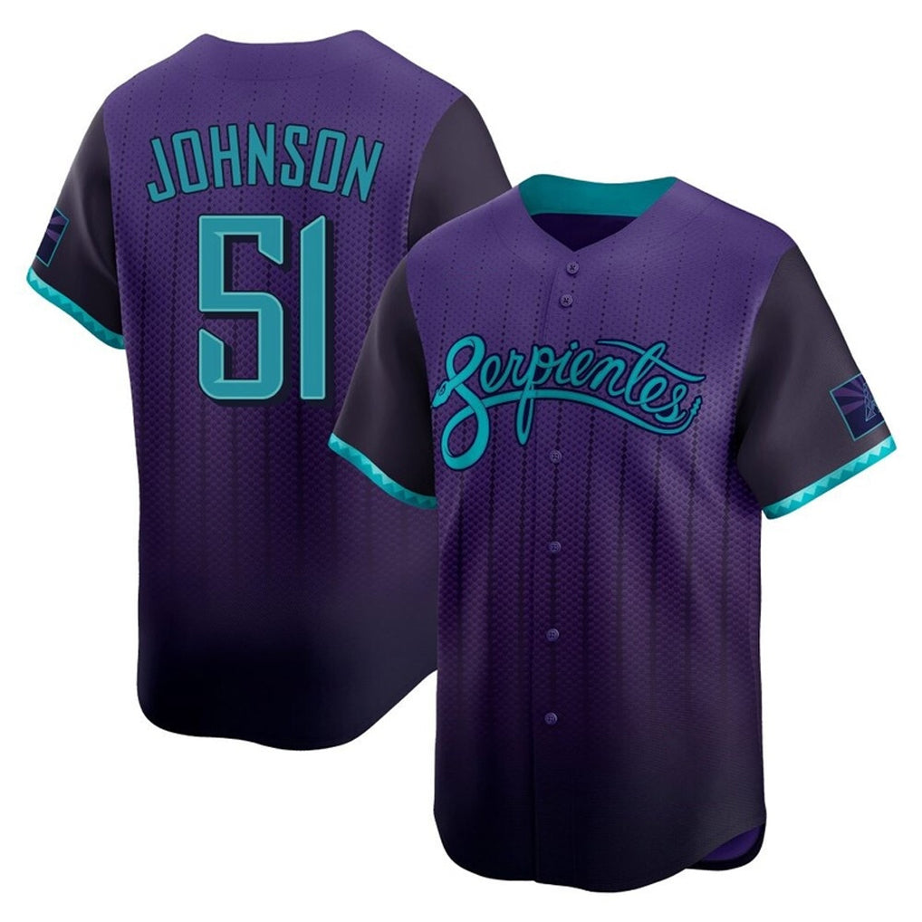 A.Diamondbacks #51 Randy Johnson Player Purple City Connect Limited Home Game Edoa Stitched Jerseys