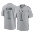 P.Eagles #1 Jalen Hurts Player Gray Atmosphere Fashion Home Game Edoa Stitched Jerseys