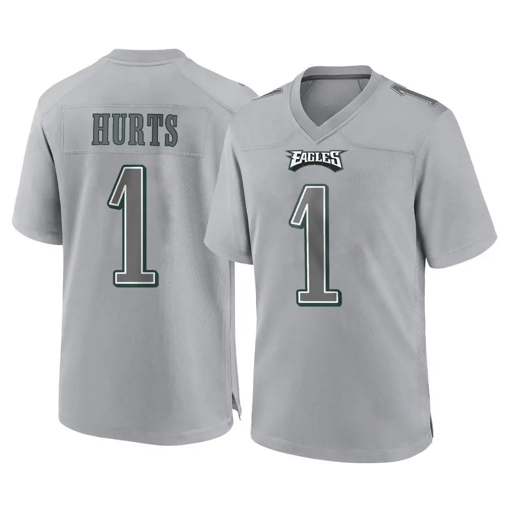 P.Eagles #1 Jalen Hurts Player Gray Atmosphere Fashion Home Game Edoa Stitched Jerseys