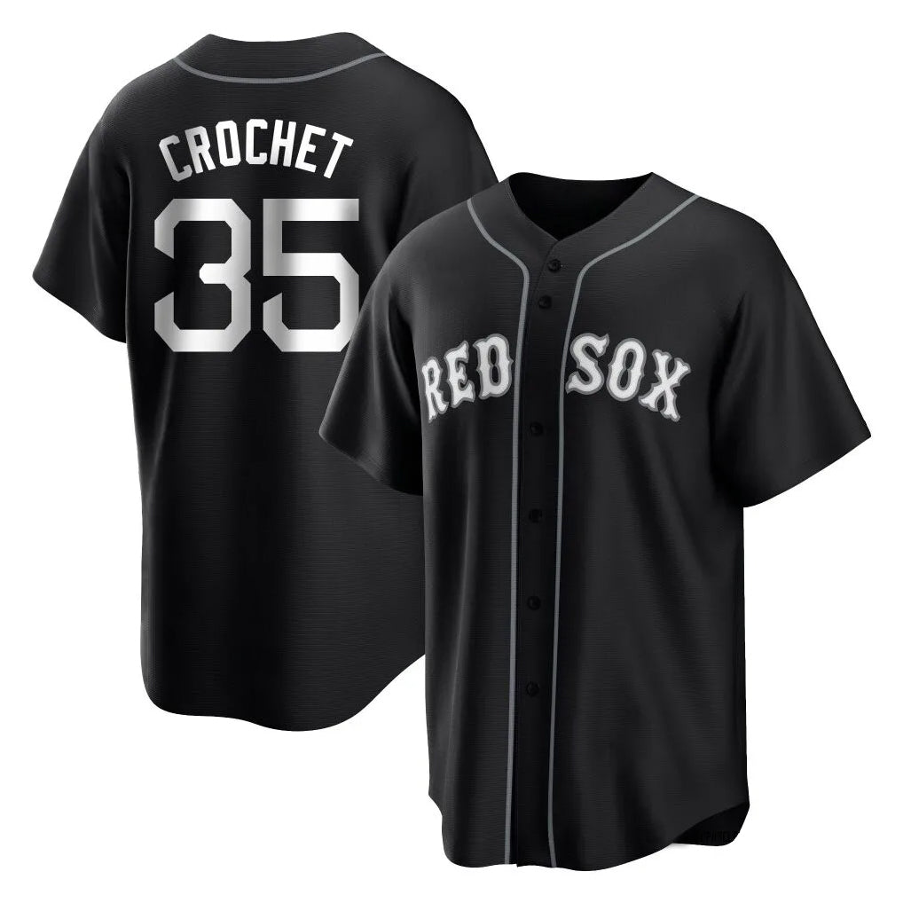 B.Red Sox #35 Garrett Crochet Player Black Home Game Edoa Stitched Jerseys