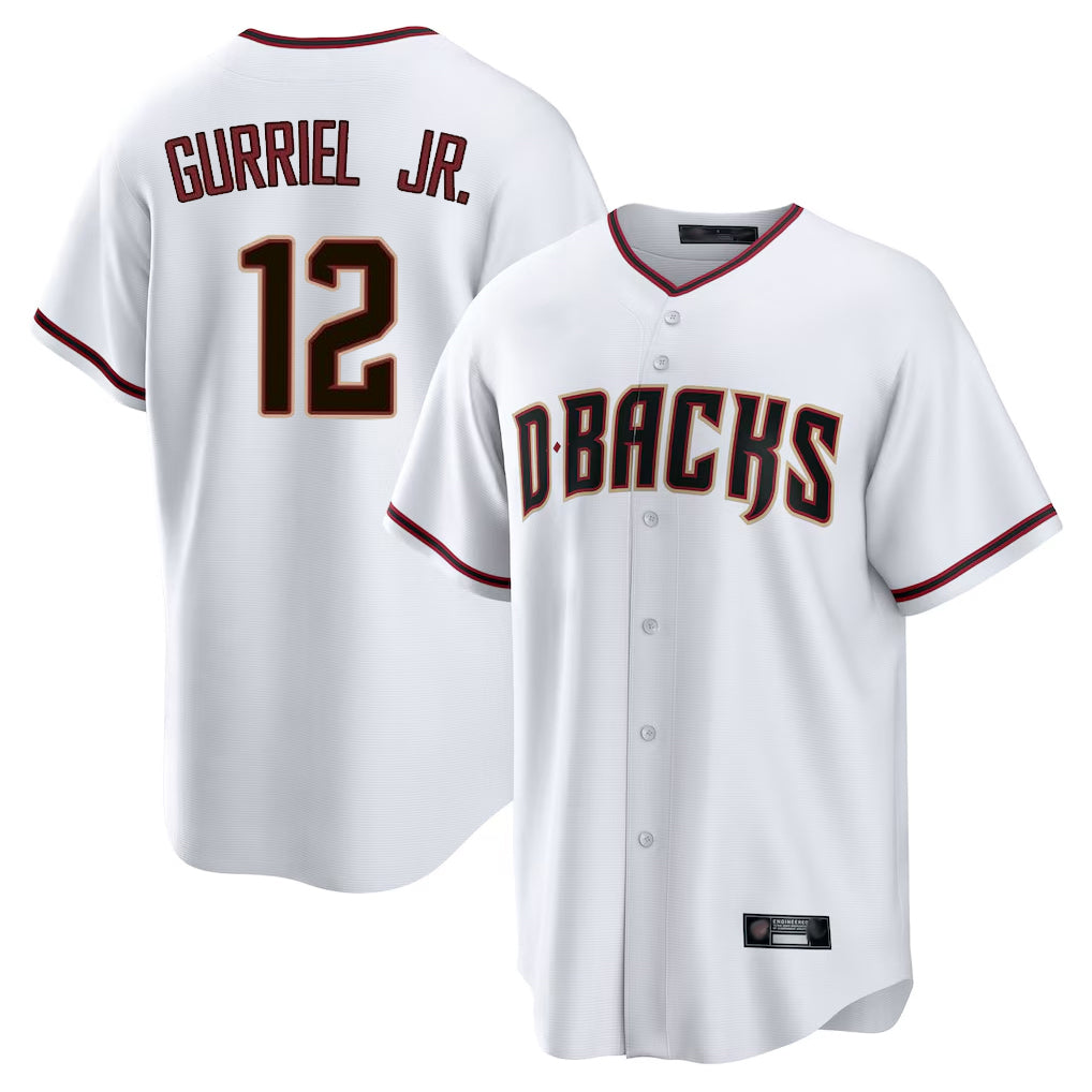 A.Diamondbacks #12 Lourdes Gurriel Jr Player White Home Game Edoa Stitched Jerseys