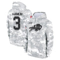 B.Bills #3 Damar Hamlin Player Arctic Camo Salute to Service Hoodies Game Edoa Stitched Jerseys