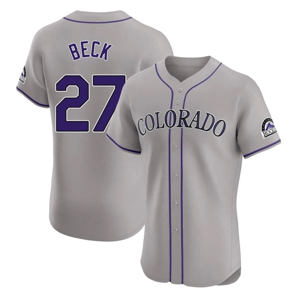 C.Rockies #27 Jordan Beck Player Gray Limited Elite Home Edoa Stitched Jerseys