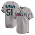A.Diamondbacks #51 Randy Johnson Player Gray Road Limited Home Game Edoa Stitched Jerseys