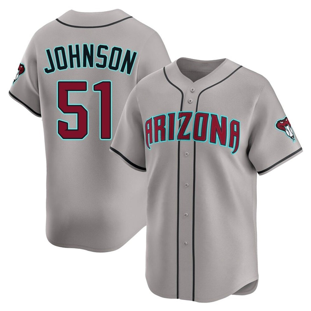 A.Diamondbacks #51 Randy Johnson Player Gray Road Limited Home Game Edoa Stitched Jerseys