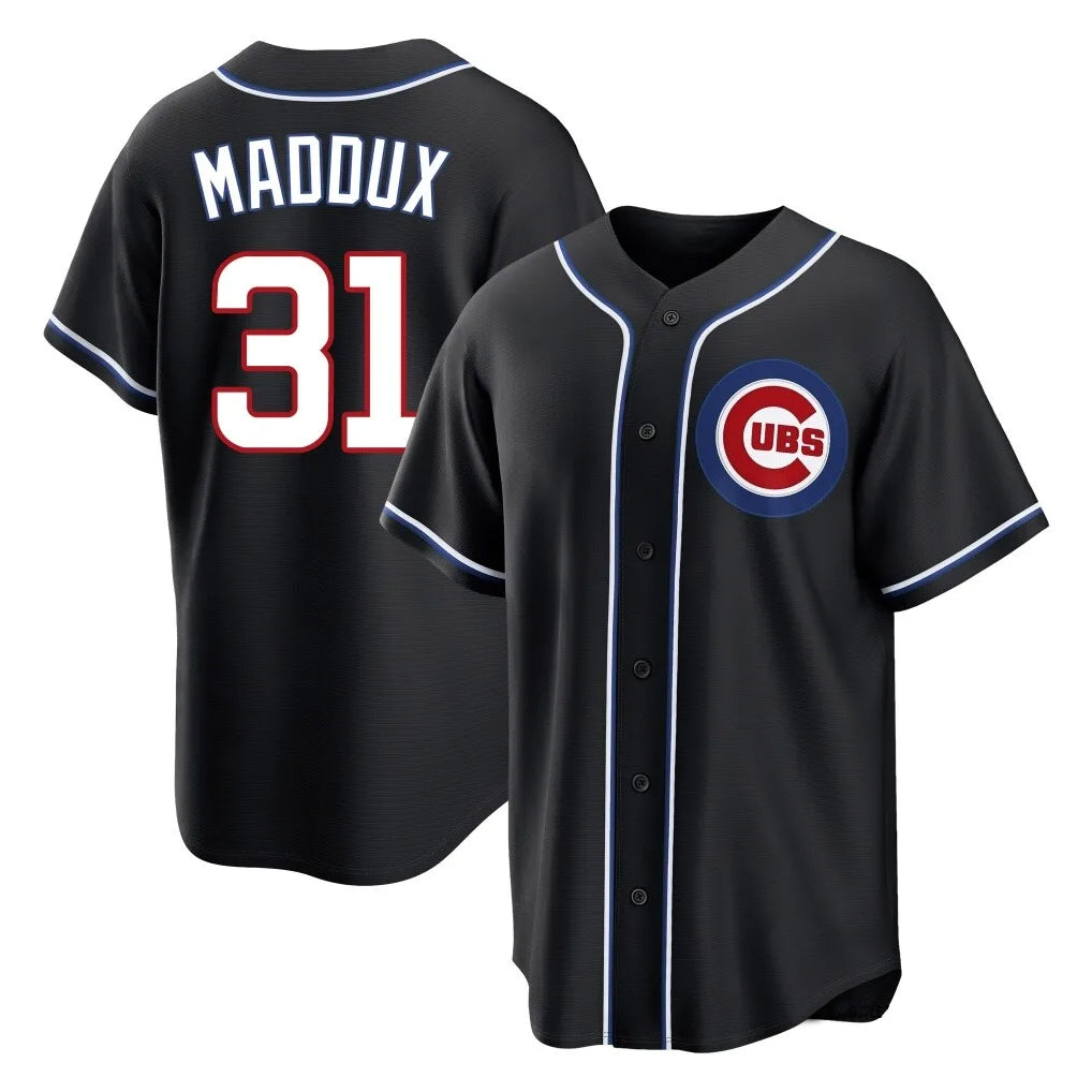 C.Cubs #31 Greg Maddux Player Black Fashion Out Game Edoa Stitched Jerseys