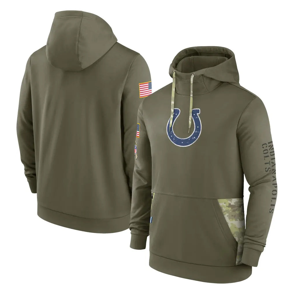 IN.Colts ## Colts Blank Player Olive Salute To Service Hoodies Limited Edoa Stitched Jerseys